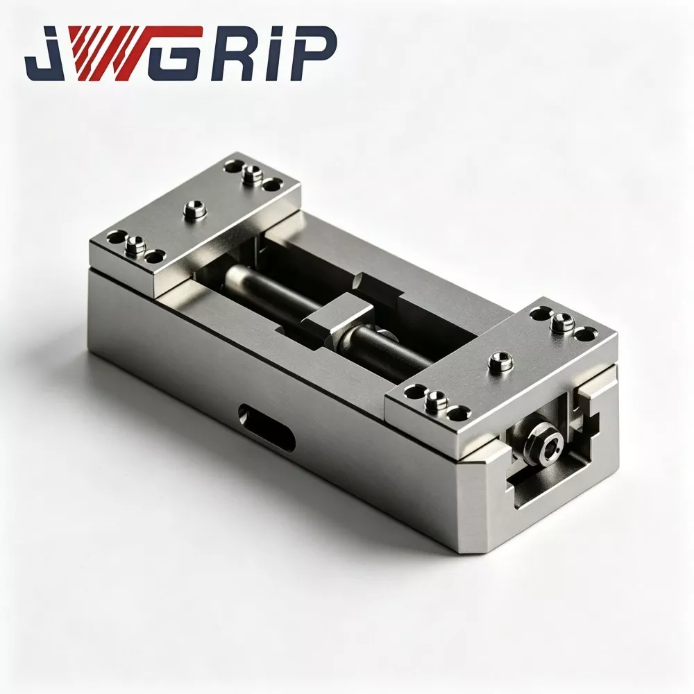 Large Travel Self-Centering Zero Point Vise with Soft Jaws for CNC Milling