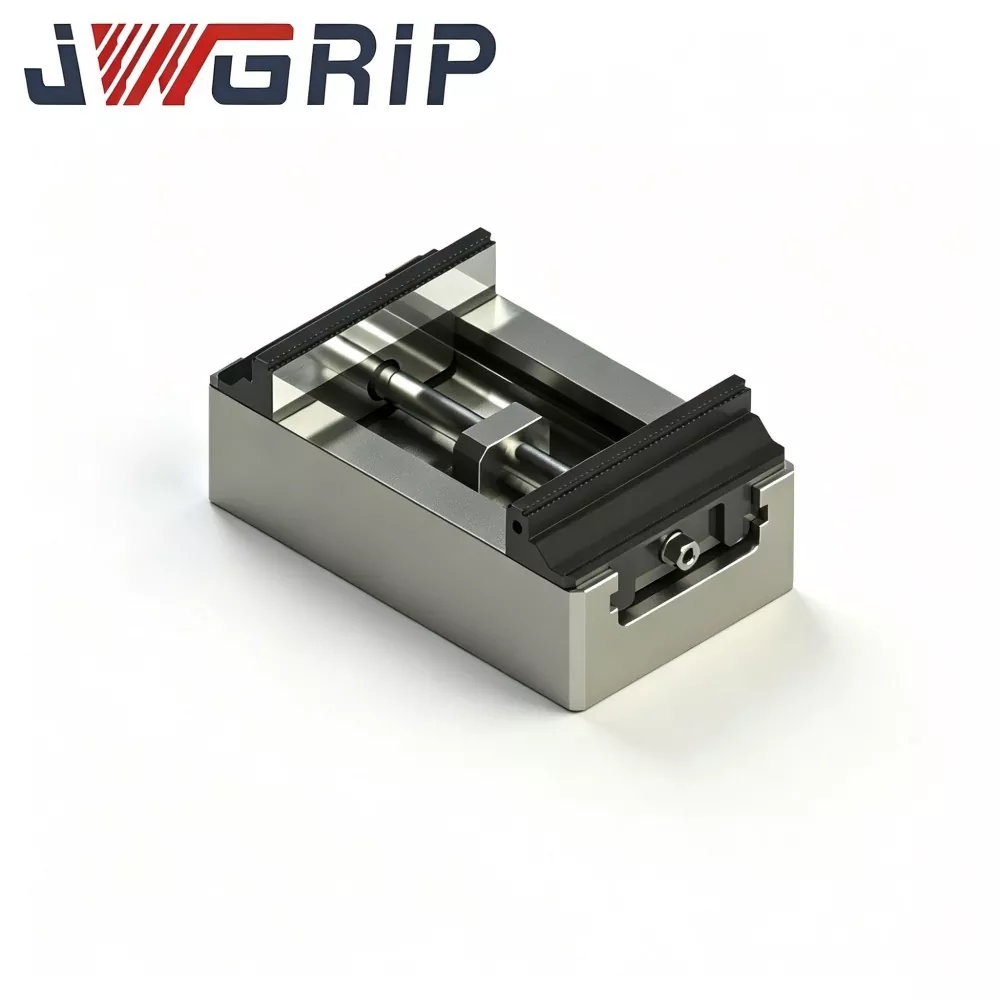 Medium-Size Heavy-Duty Self-Centering Zero Point Vise with Hard Jaws for CNC Milling